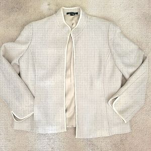 Ellen Tracy Open Front Silk Weave Blazer